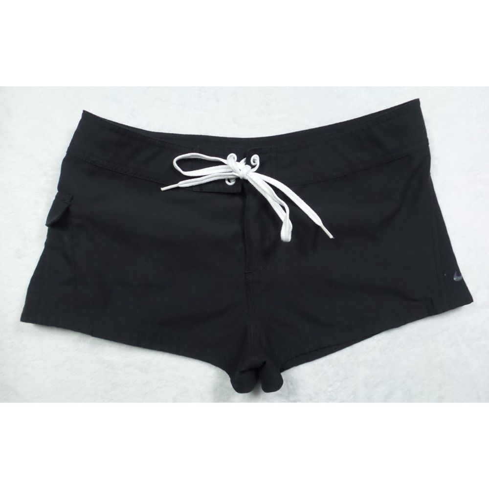 Vintage Nike Swim Boardshorts Womens Size Small Black Cargo Pocket Low Rise
